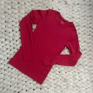 J. Crew Long Sleeve Crewneck Top in Deep Raspberry Pink